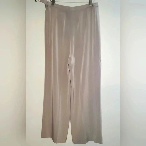EllenTracy High Waist Wide Palazzo Leg Flat Front Pants  sz 12 FlowyTriacetate - Picture 2 of 14